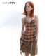 新品 wana try设计感连衣裙2025夏季 咖色格纹木耳边设计感吊带裙女