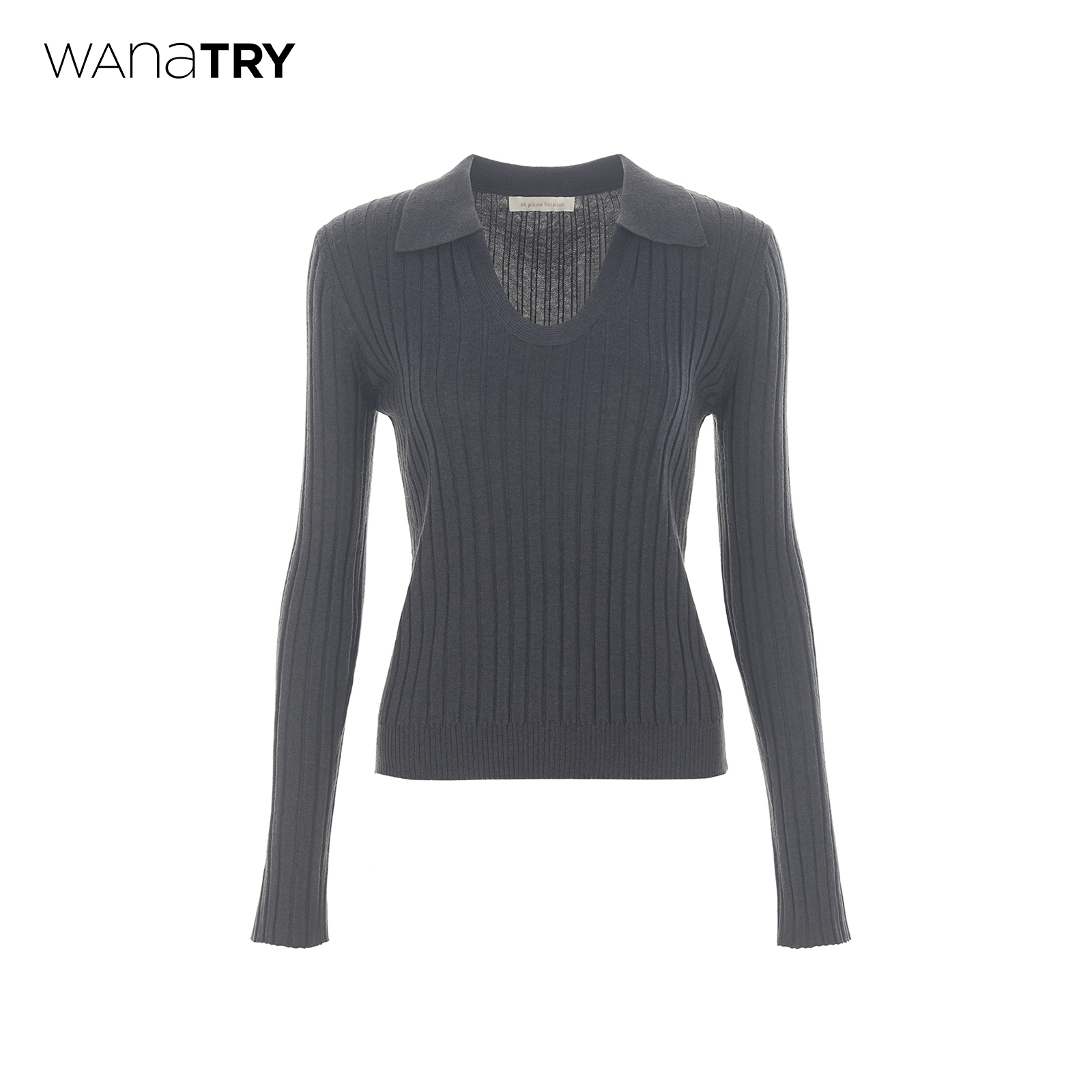 wanatry修身显瘦翻领羊毛针织衫