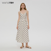 wana try赫本风波点吊带连衣裙夏季 显瘦气质简约度假风吊带裙女