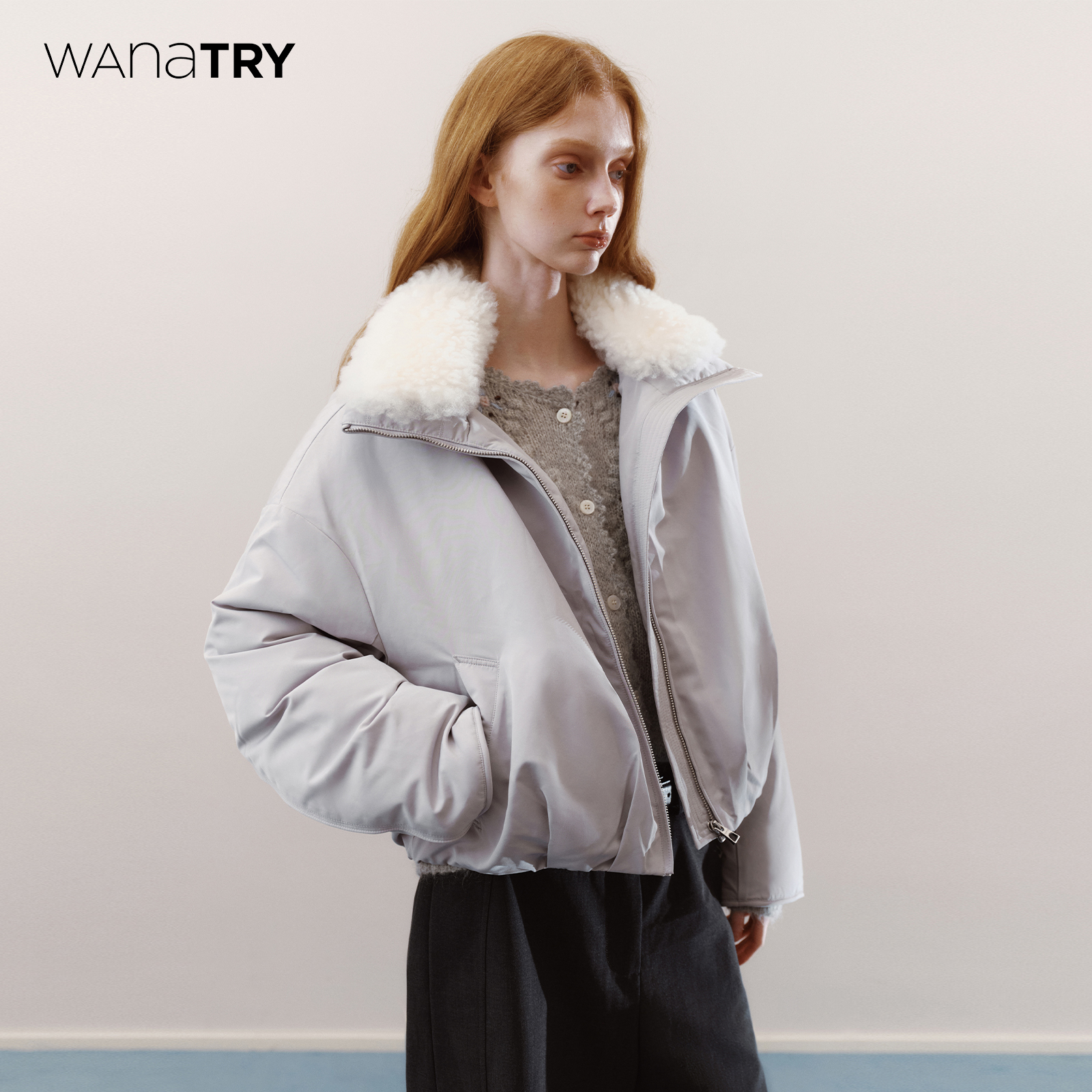 wanatry90白鹅绒羊毛毛领鹅绒服