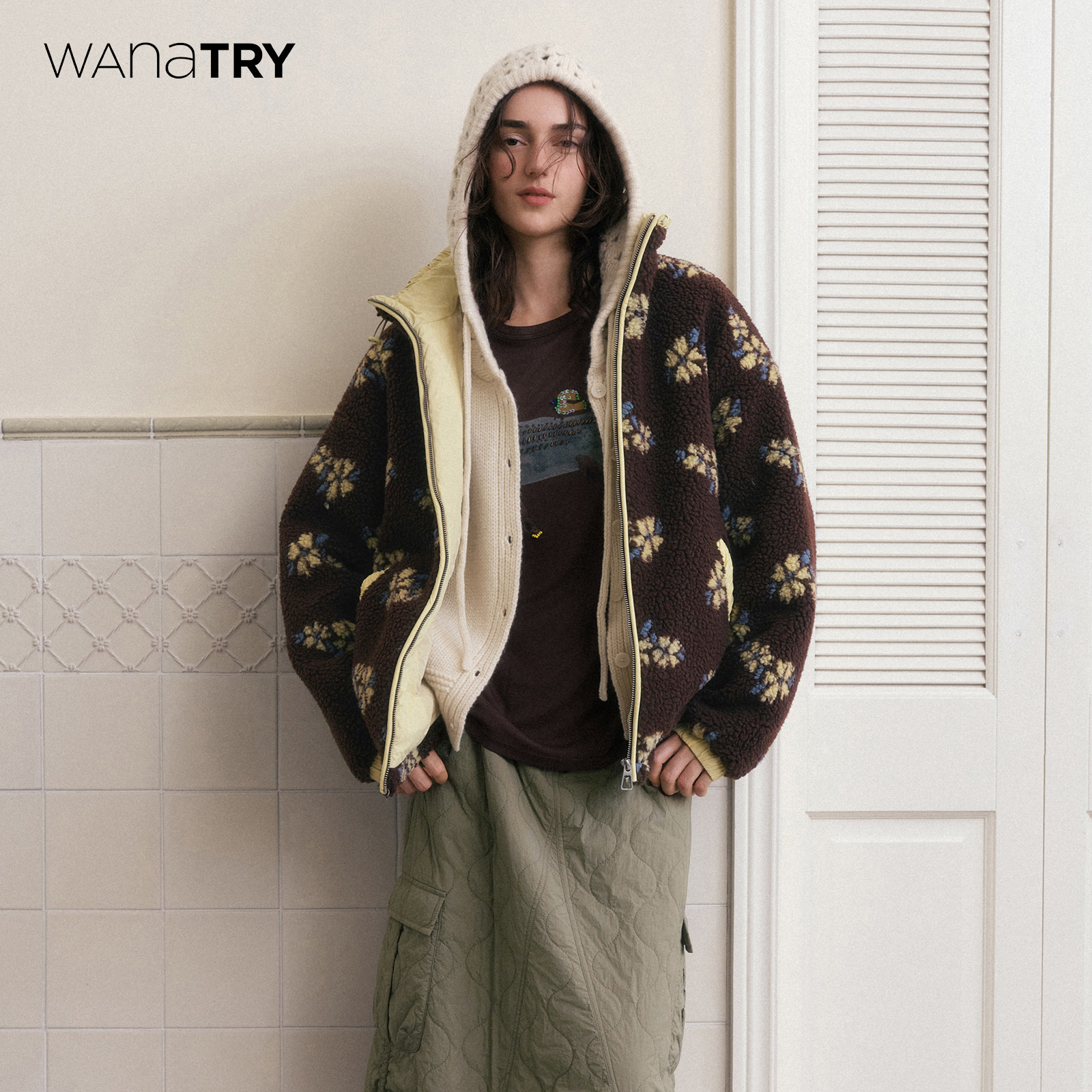 wanatry保暖环保皮毛一体外套女