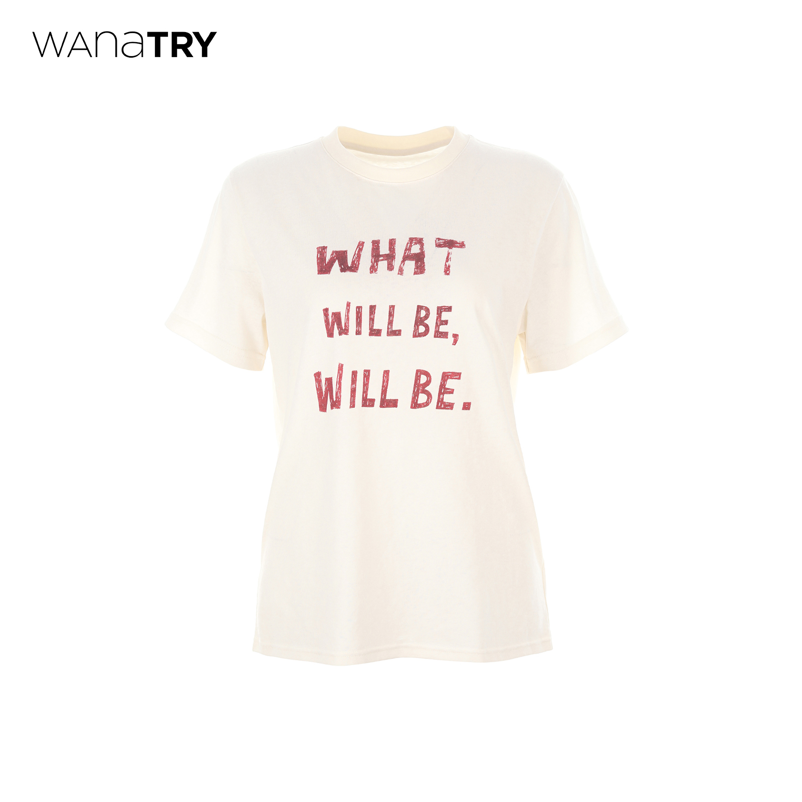 wanatry手写感字母印花T恤女