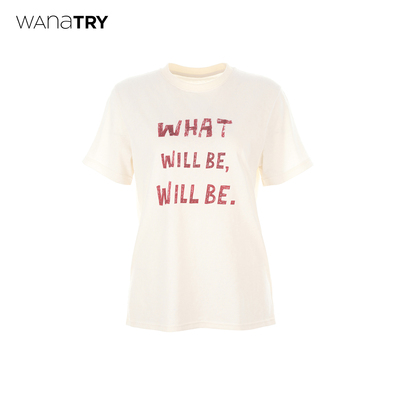 wanatry手写感字母印花T恤女