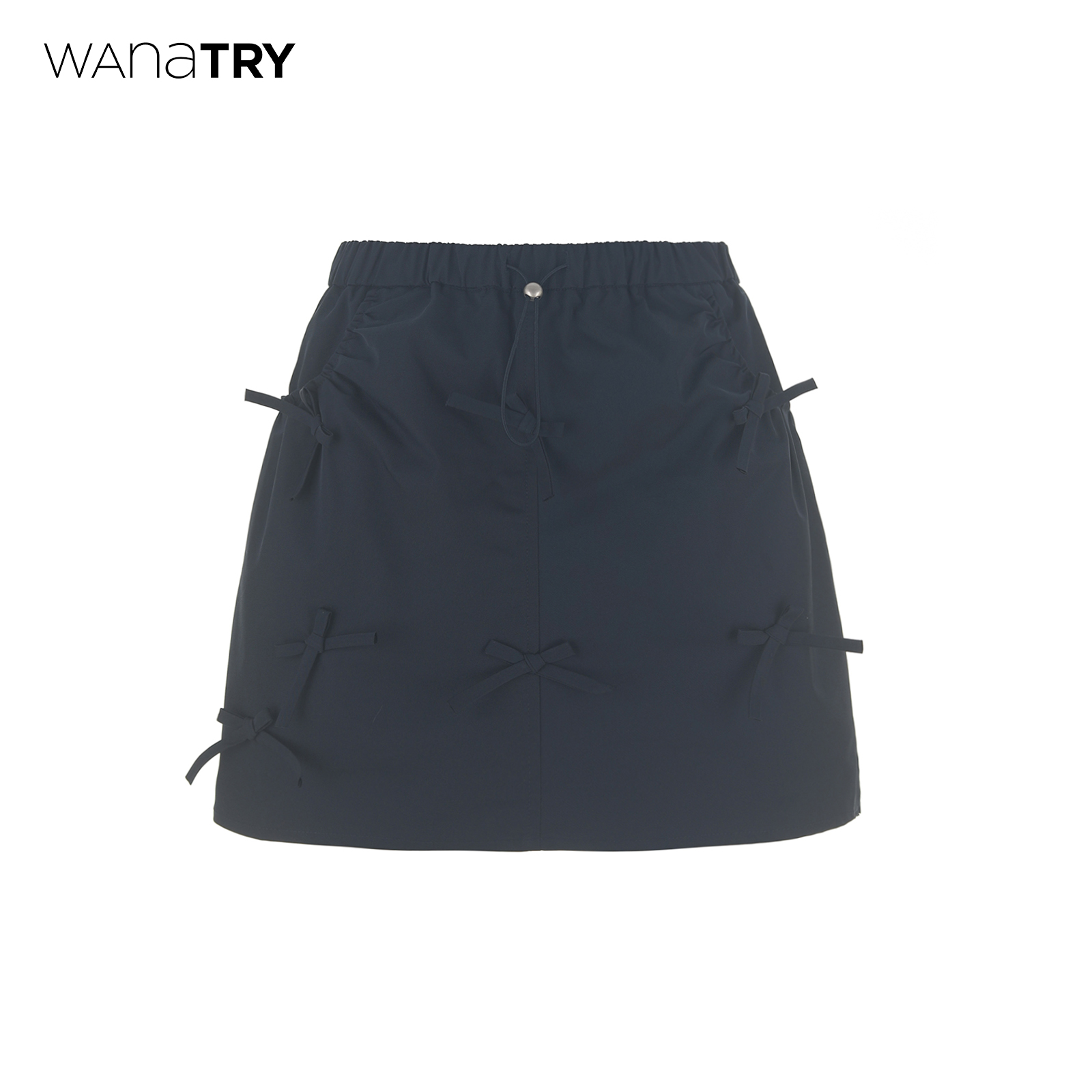 wanatry藏青藏青色立体蝴蝶短裙