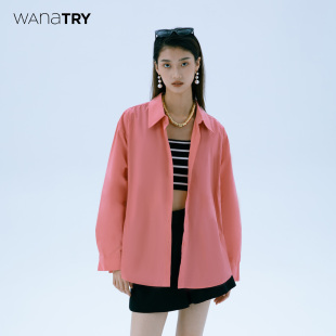 纯棉衬衫 明星同款 春季 新款 外搭 wana 不规则衬衣长袖 try
