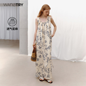 生宣米气质度假裙 try亚麻水墨画风连衣裙25新品 明星同款 wana