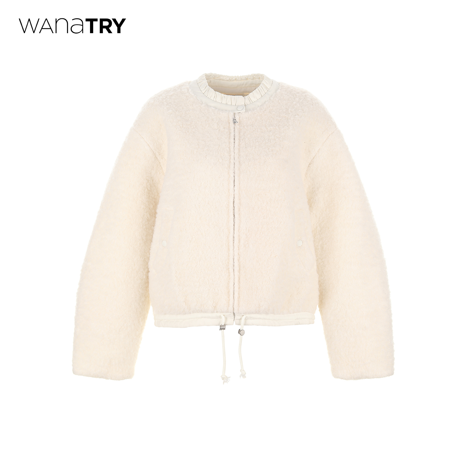 wanatry绵羊毛拼接设计短外套女