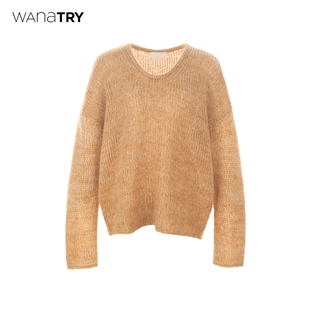 新品 25冬季 橙色韩系气质休闲毛衣女 try超细马海毛柔软针织衫 wana