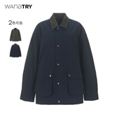 wana try复古撞色重工夹克外套2025新品 午夜蓝休闲百搭宽松外套女