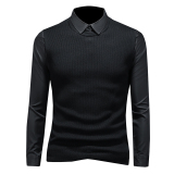 2025秋冬假两件纯色衬衫拼接针织背心打底衫D316-8210-P100，男装针织衫/毛衣，电商D316