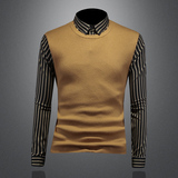 2025秋冬新款男士假2件毛衣长袖针织男士打底衫M020-P105，男装针织衫/毛衣，电商D316