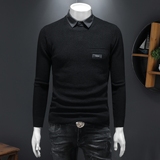 2025秋冬男士衬衫纯色毛衣假两件针织打底假模D316-8213-P115，男装针织衫/毛衣，电商D316