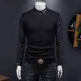 2025秋冬新款羊毛衫刺绣长袖假2件打底衫M012-P105，男装针织衫/毛衣，电商D316