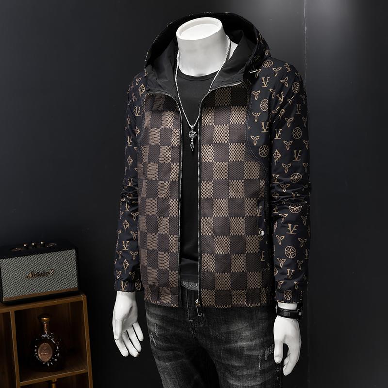 2025双面穿夹克衫男装春秋季新款连帽格子印花外套男JK2509-P155,商品下架区,电商D316