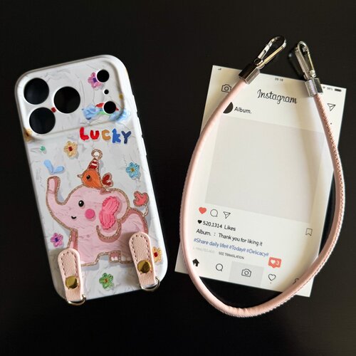 油画小象适用苹果17promax菲林手机壳iPhone16全包软壳华为P80小米VIVOX300荣耀一加OPPO韩版ins风保护套手绘