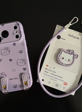 香芋紫凯蒂猫适用苹果17promax菲林手机壳iPhone16全包软壳华为P80小米VIVOX300荣耀一加OPPO韩版ins风保护套