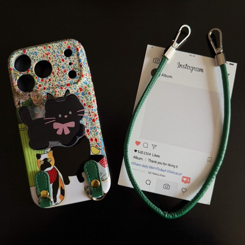 艺术碎花猫咪适用苹果17promax菲林手机壳iPhone16全包软壳华为P80小米VIVOX300荣耀一加OPPO韩版ins风保护套