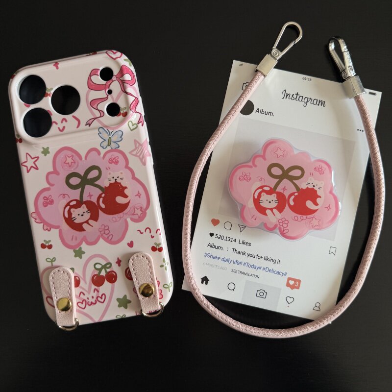 樱桃小猫适用苹果17promax菲林手机壳iPhone16全包软壳华为P80小米VIVOX300荣耀一加OPPO韩版ins风保护套可爱