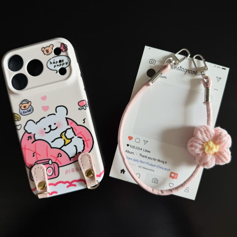 休闲小狗适用苹果17promax菲林手机壳iPhone16全包软壳华为P80小米VIVOX300荣耀一加OPPO韩版ins风保护套奶油