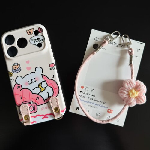 休闲小狗适用苹果17promax菲林手机壳iPhone16全包软壳华为P80小米VIVOX300荣耀一加OPPO韩版ins风保护套奶油