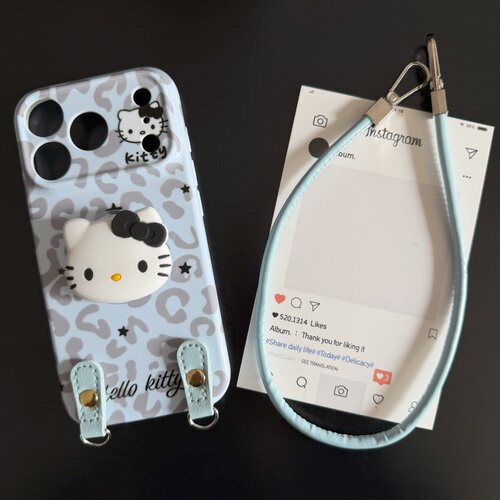 蓝色豹纹小猫适用苹果17promax菲林手机壳iPhone16全包软壳华为P80小米VIVOX300荣耀一加OPPO韩版ins风保护套