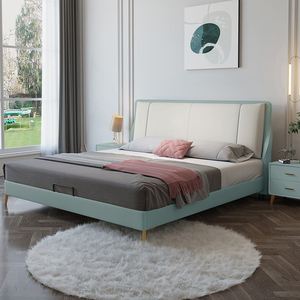 意式轻奢床1.8米双人床北欧极简科技布床现代简约主卧婚床布艺床