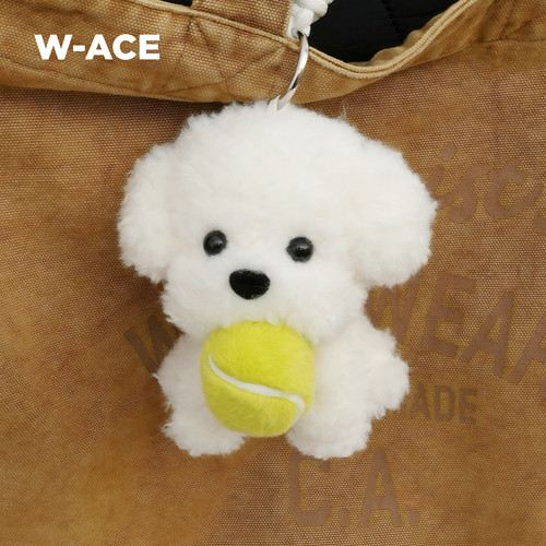 W-ACE捡球小狗 比熊毛绒公仔玩偶包包挂件可爱挂饰网球周边礼物