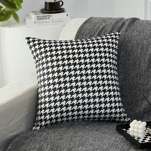 千鸟格沙发靠垫床头咖啡厅