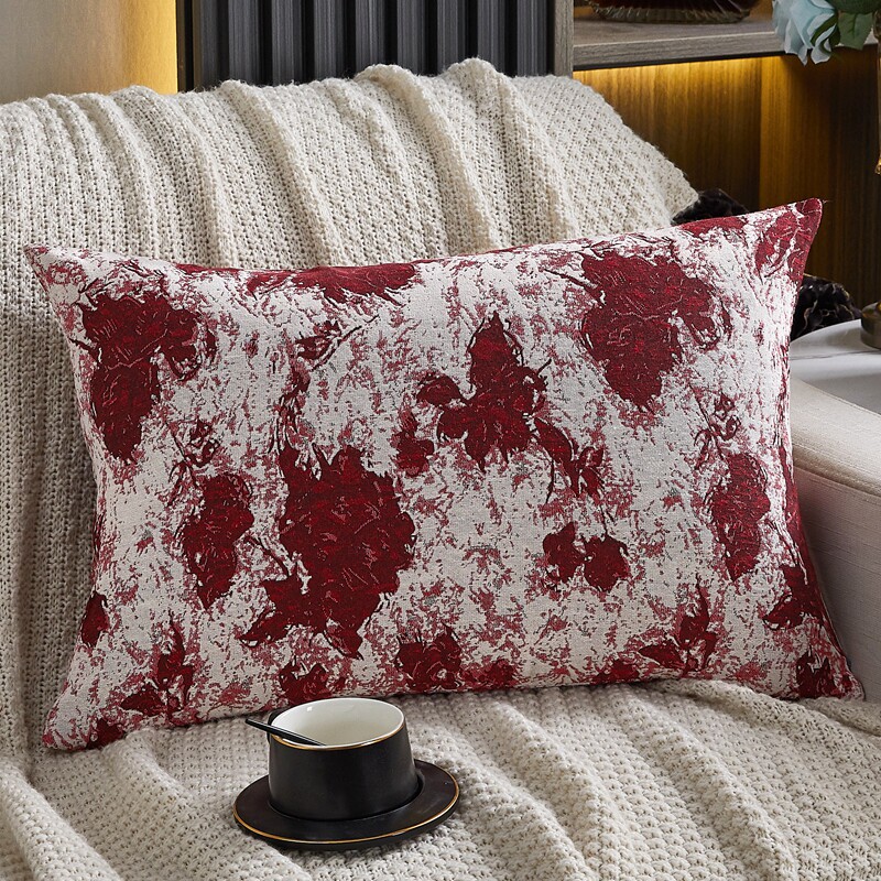 中国风靠垫长方形靠枕轻奢中古风抱枕长款靠垫新中式床头腰枕靠背