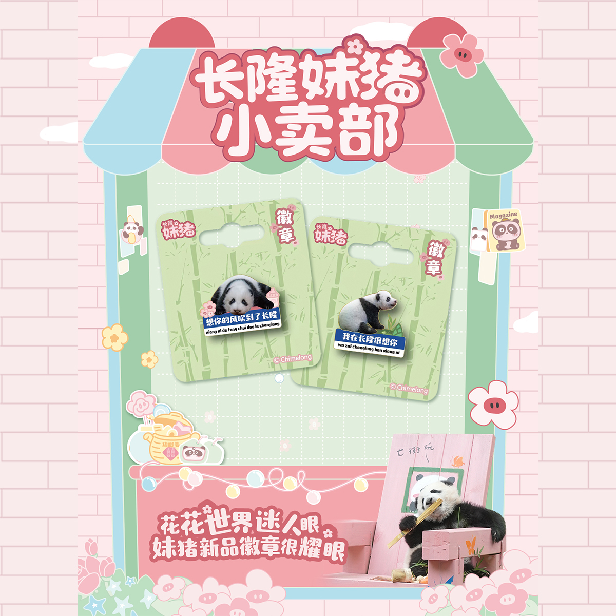 长隆纪念品 野生动物世界 妹猪金属徽章 可爱周边 送男女生小礼物