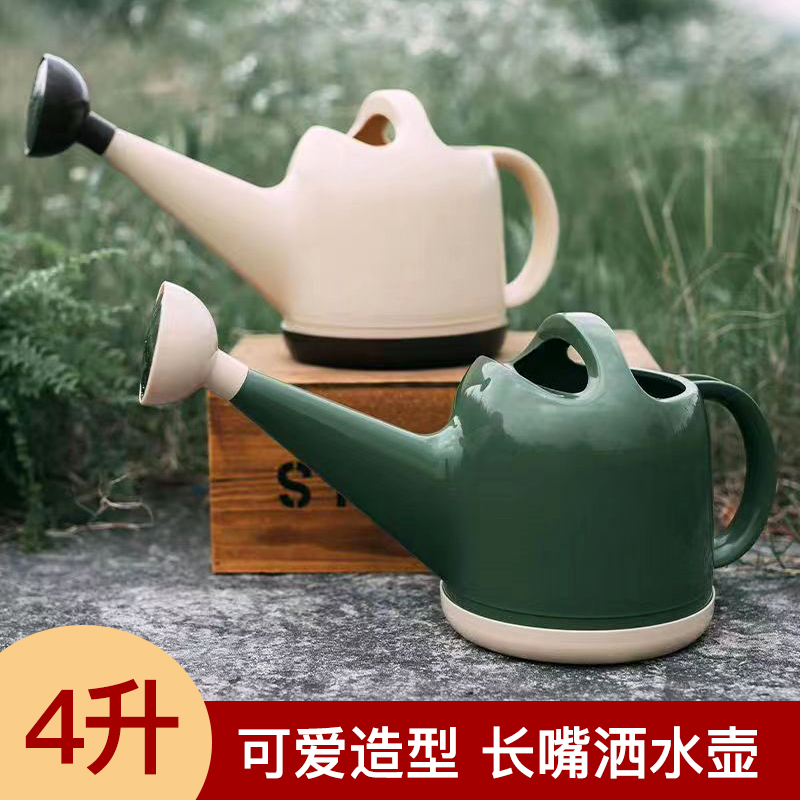 新款长嘴洒水壶带花洒浇水壶家用园艺淋花壶大容量4L浇花水壶复古