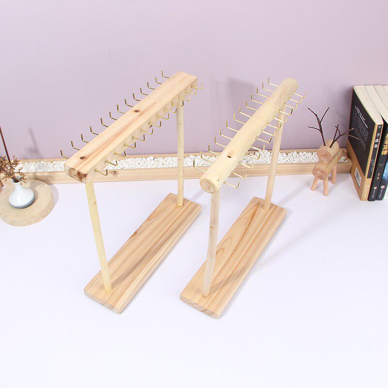 创意实木毛笔架原木笔挂简约中式毛笔挂架多功能项链收纳展示架子