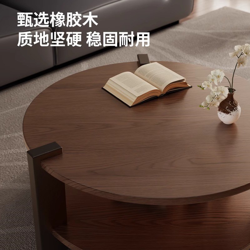 中古风实木茶几极简小户型客厅家用茶几茶台轻奢茶桌小圆桌边几