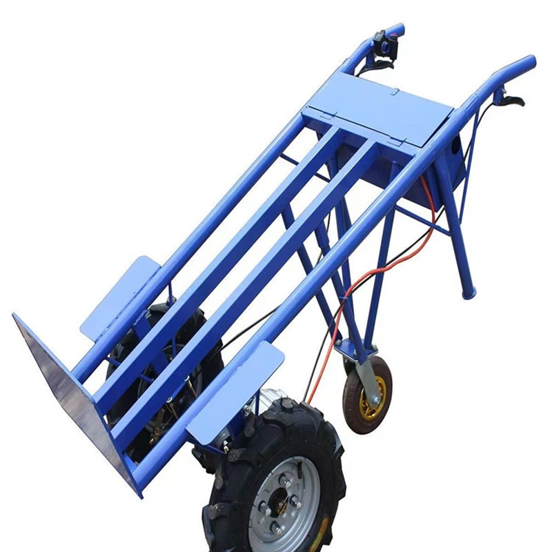 新款电动手推车电动老虎车两三轮工地搬运平板运输工地手推车拉货