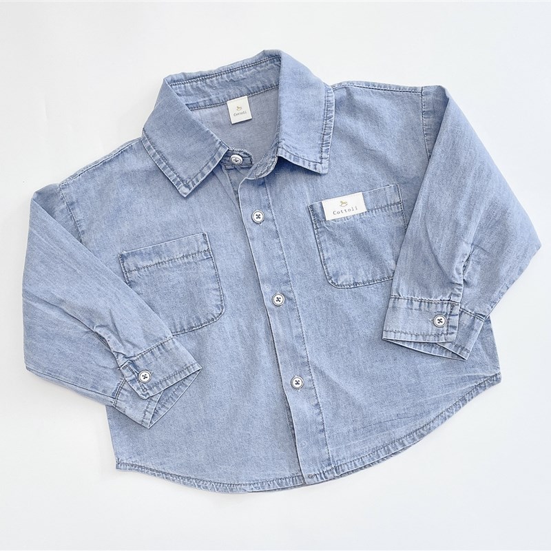 25新款日单小木马cottoli男孩宝宝儿童纯棉长裤长袖外套牛仔衬衫