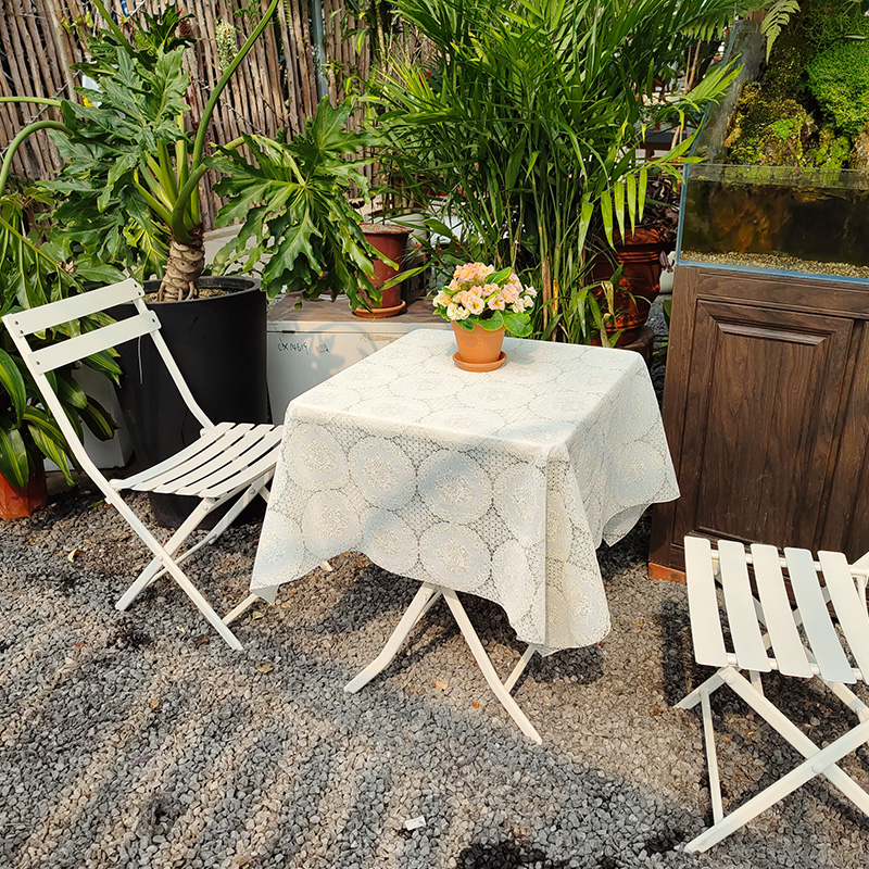 户外防水防晒pvc蕾丝桌布阳台庭院小方桌桌布装饰盖布正方形欧式