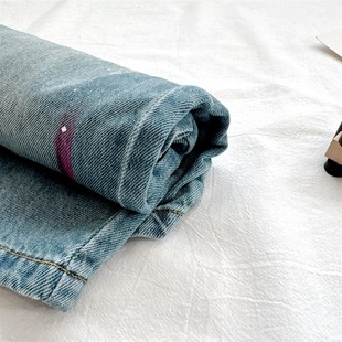 洋气破洞~男童薄软漆点牛仔五七分短裤2024夏季新款儿童百搭中裤