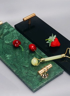 北欧风大理石托盘茶盘蛋糕盘首饰化妆品收纳盘蛋糕浴室托盘