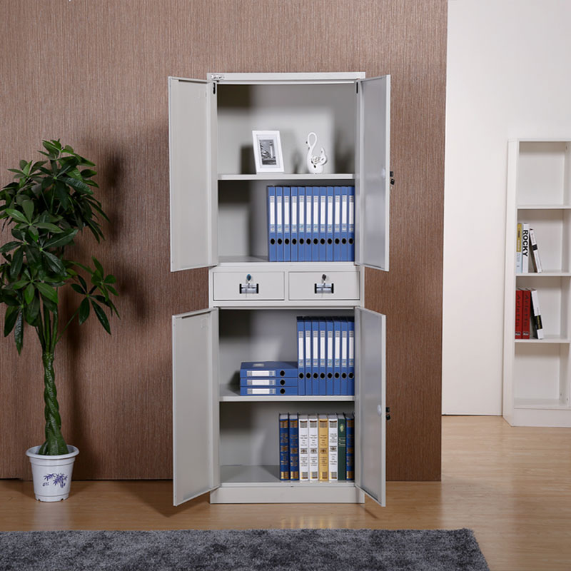 钢制办公文件柜二斗铁皮门档案柜资料柜铁皮财务凭证柜带锁储物柜