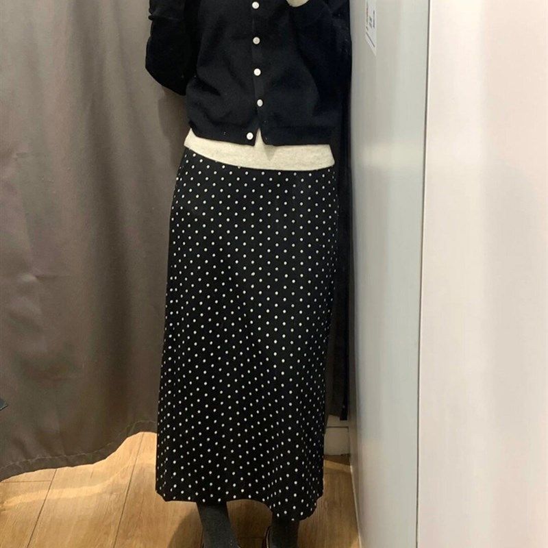 黑色波点半身裙女秋季新款裙子梨型身材大码胖mm遮肚显瘦圆点长裙,女装/女士精品,大码半身裙,淘宝优惠券,粉丝福利购,淘宝优惠卷