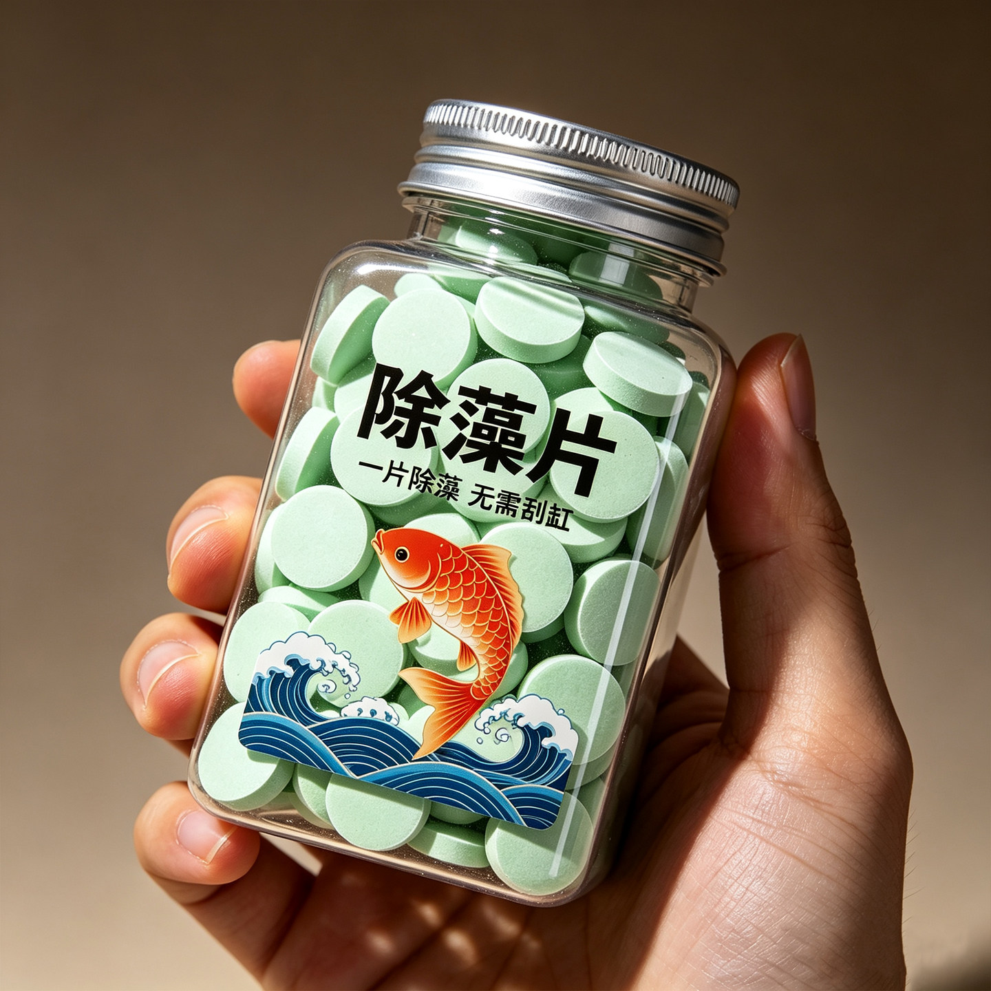 鱼缸除藻片鱼缸青苔清理神器去除绿藻绿水褐藻丝藻黑藻除水垢专用