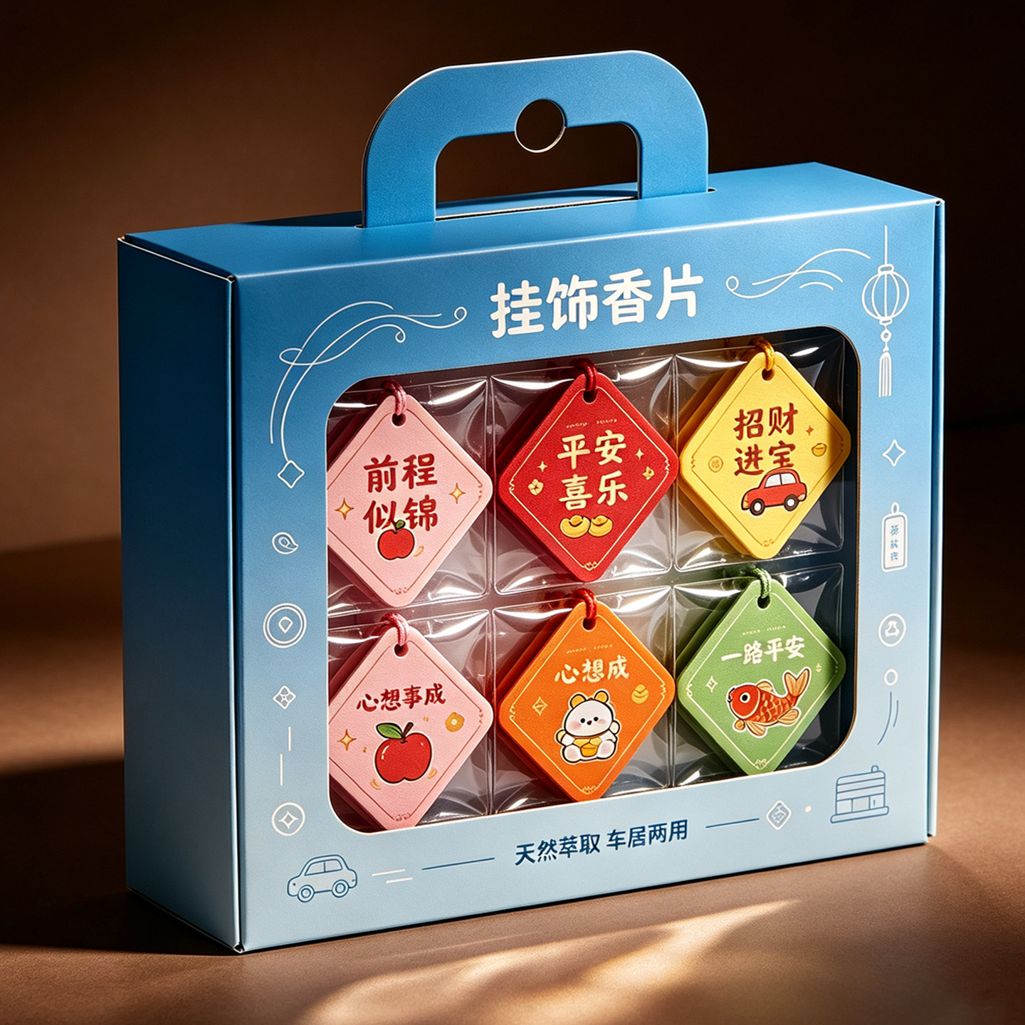 车载香薰卡片寓意平安文字自然花香家居房间衣柜车内挂饰车内香氛