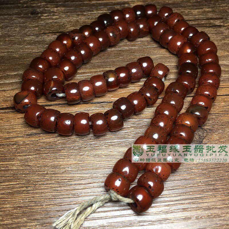 明清老玛瑙桶珠算盘珠串老红玛瑙车轮珠佛珠项链红老玛瑙大孔片珠