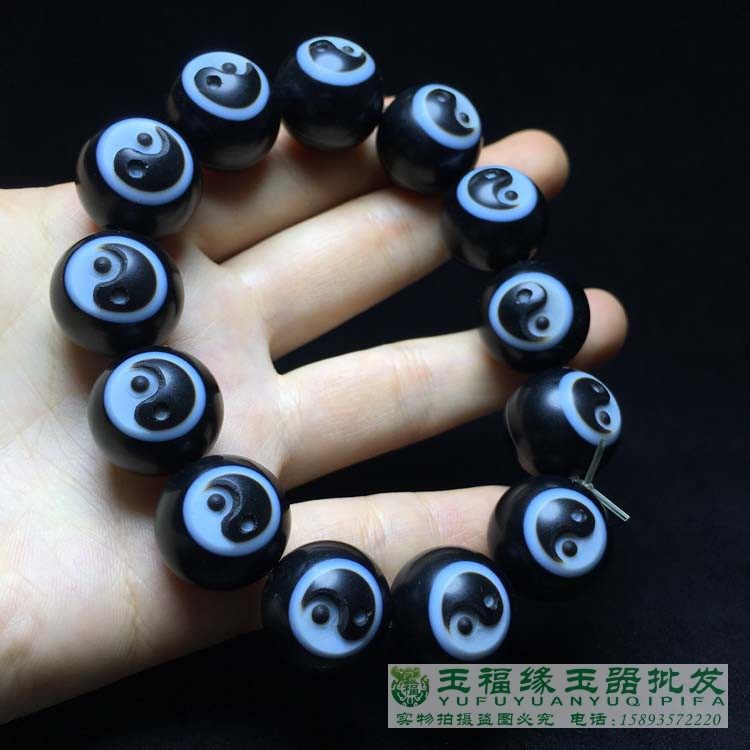 一线药师缠丝玛瑙天然天眼八卦太极天珠佛念珠DIY配件手链串配珠