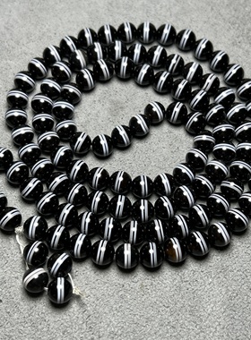 天然原色药师珠玛瑙黑色一线8mm多圈手串 饰品多圈手链项链毛衣链