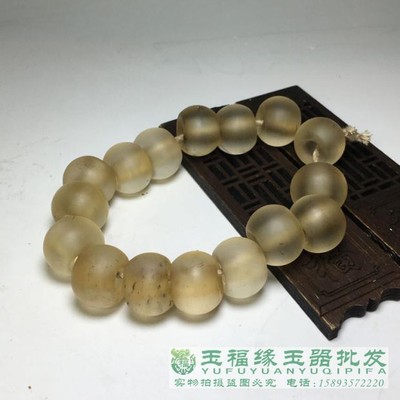 大孔高古磨砂面包圈玉石算盘珠