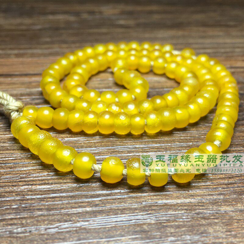橘皮纹老玛瑙黄玉髓算盘珠108老珠子项链男女款车轮珠首饰珠配饰