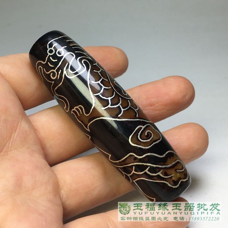 西藏天珠大号高油包浆镶嵌天珠搓铜掐丝天眼吊坠款九眼龙纹天珠
