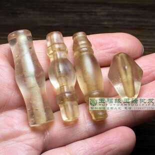 天然老白水晶吊坠高古水晶老珠子六棱竹节大孔珠勒子管珠佛珠配珠