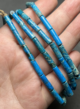 古玩老珠子绿松石圆柱细管珠散珠串佛珠饰品配件4m文玩项链配饰